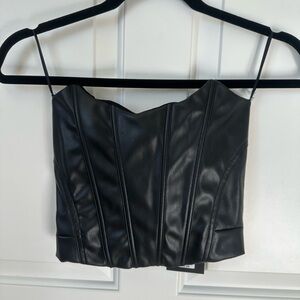 Black Faux Leather Corset tube top